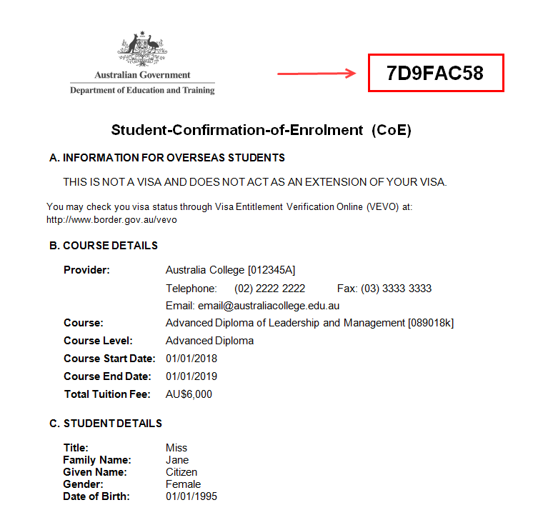 3. COE và visa du học Úc